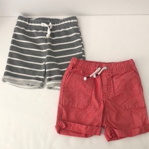 EUC Bundle—Red Cat&Jack Shorts & Gray Striped First Impressions Shorts Size 12M